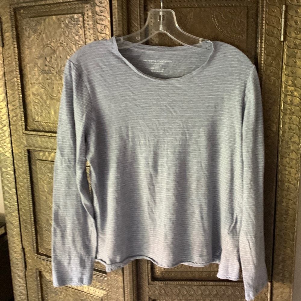 Majestic blue and Wht striped top